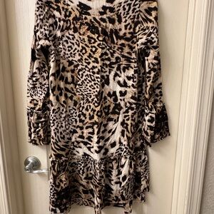 Banana Republic Animal Print Tie-Neck Dress